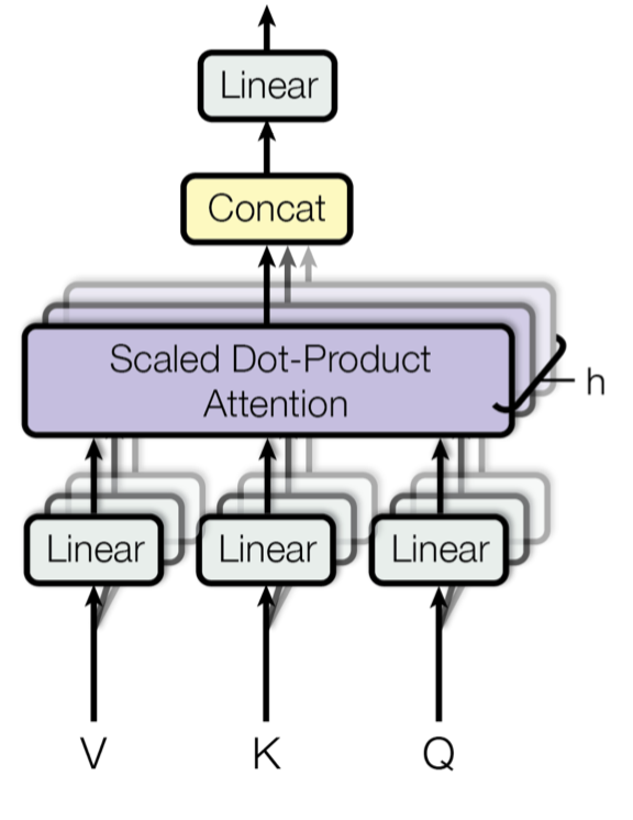 The Multi Head Attention module as stack of Attention modules
